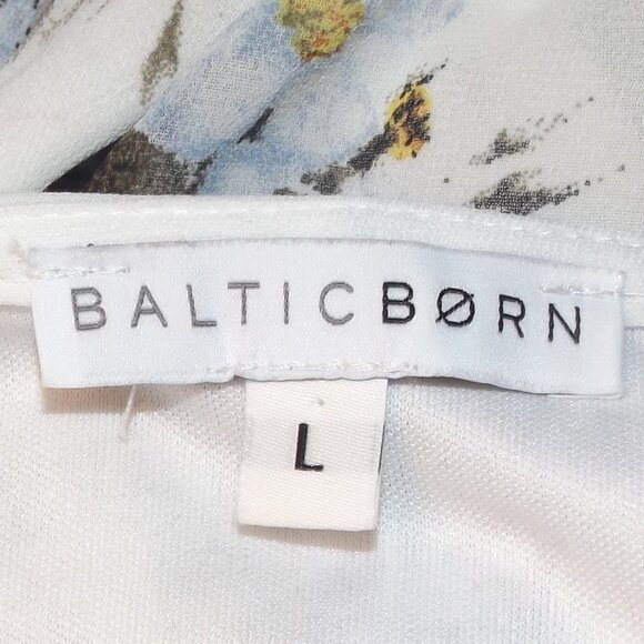 BALTIC BORN Maxi Dress, L, Off-white, Pink Floral, Faux Wrap, short lining - Picture 12 of 14